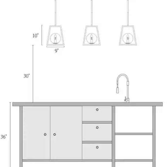 NEW Modern Farmhouse Gold Pendant Geometric Dimmable Kitchen Island Light - Picture 7 of 8